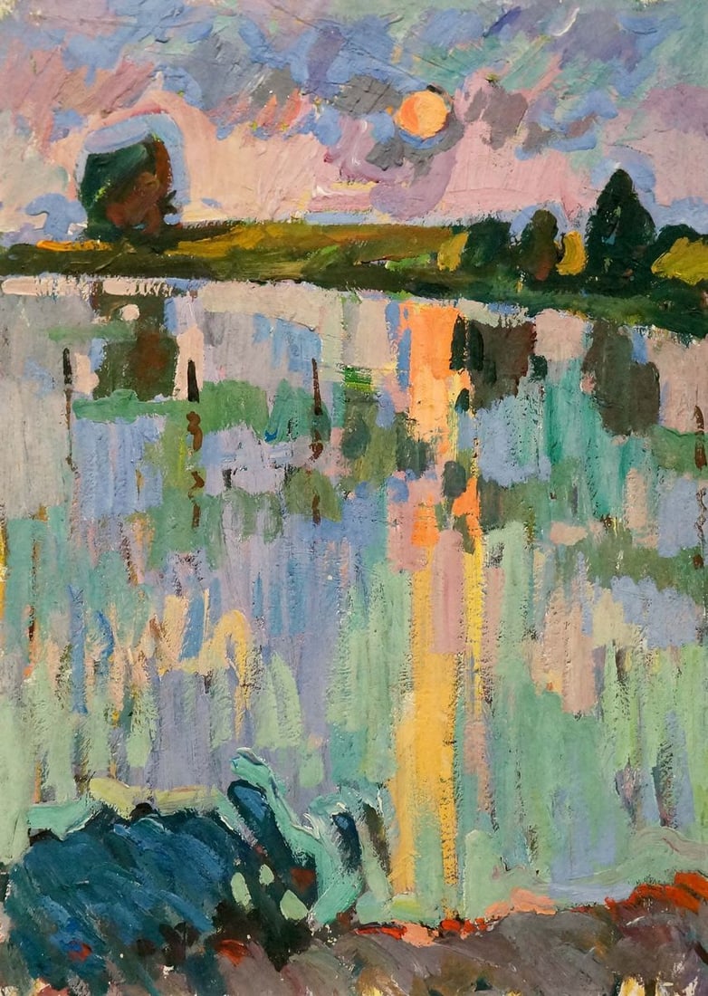 Tempera painting Evening Khvedchuk Leonid Vladimirovich (1 of 8)