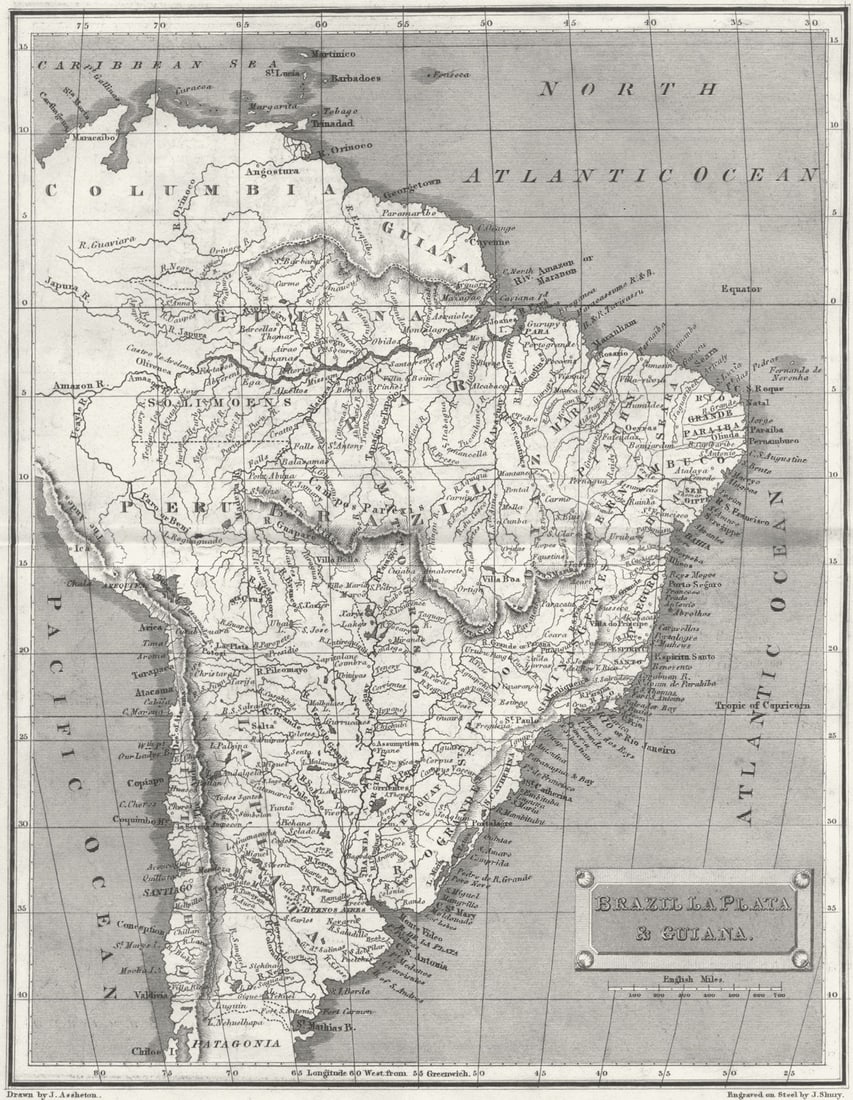 BRAZIL. La Plata & Guyana. Tegg 1827 1827 old antique vintage map plan chart (1 of 1)