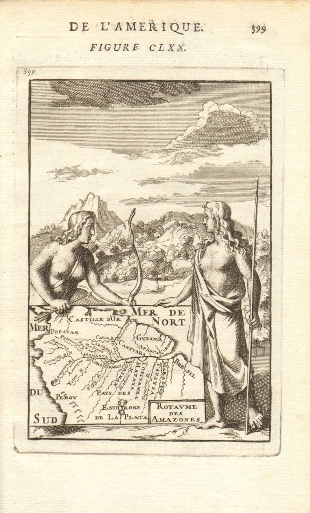 AMAZON BASIN. Amazonas. Tributaries. Amerindians. Brazil &c. MALLET 1683 map (1 of 1)