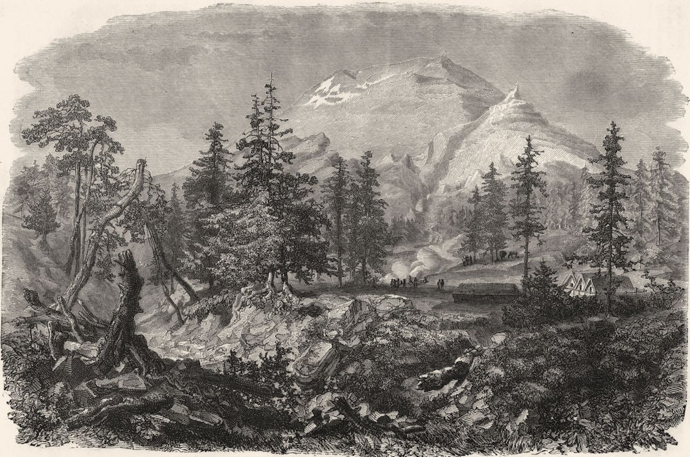 MEXICO. Peak of Popocatepetl, Rancho Tlamacas 1871 old antique print picture (1 of 1)