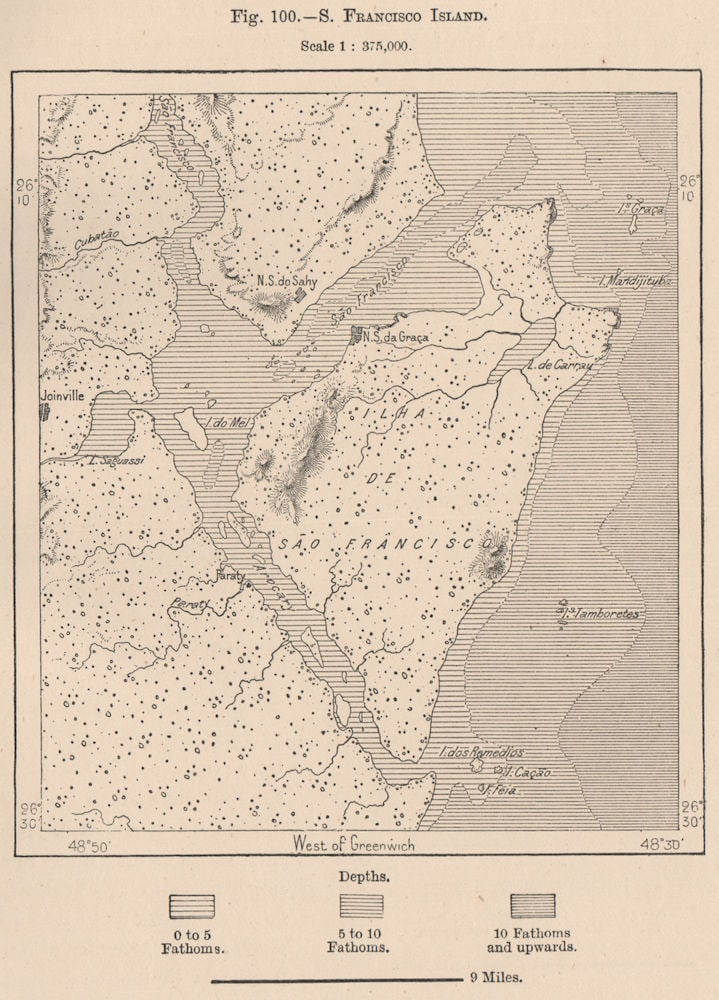 Ilha de São Francisco do Sul Island.Joinville.Brazil.Santa Catarina 1885 map (1 of 1)