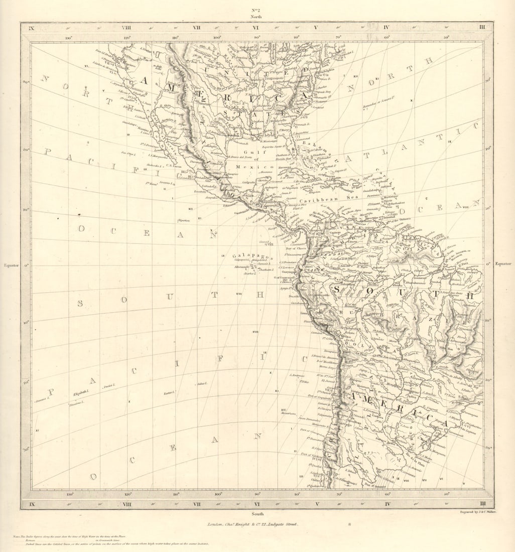 AMERICAS. Gnomonic Projection. Shows Texas as part of Mexico. SDUK 1848 map (1 of 1)