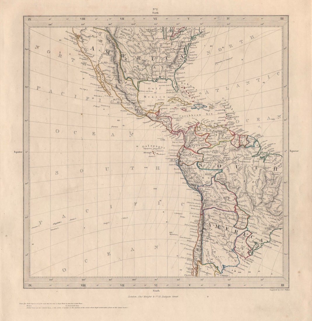 AMERICAS. Gnomonic Projection. Texas Republic borders. Mexico USA. SDUK 1846 map (1 of 1)