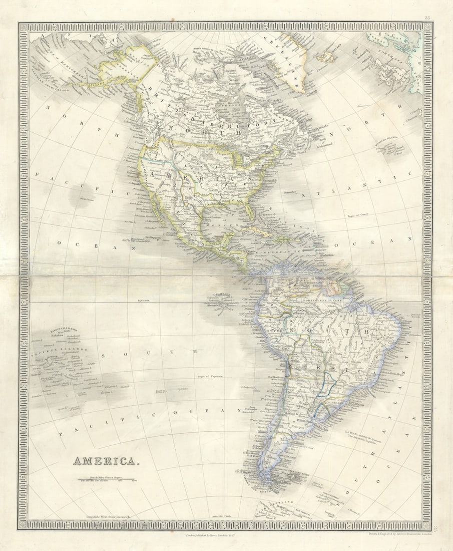 North & South America with the Republic of Texas by Henry Teesdale c1845 map (1 of 1)