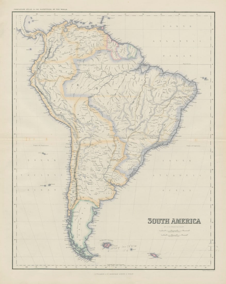 South America by George Heriot SWANSTON 1860 old antique map plan chart (1 of 1)