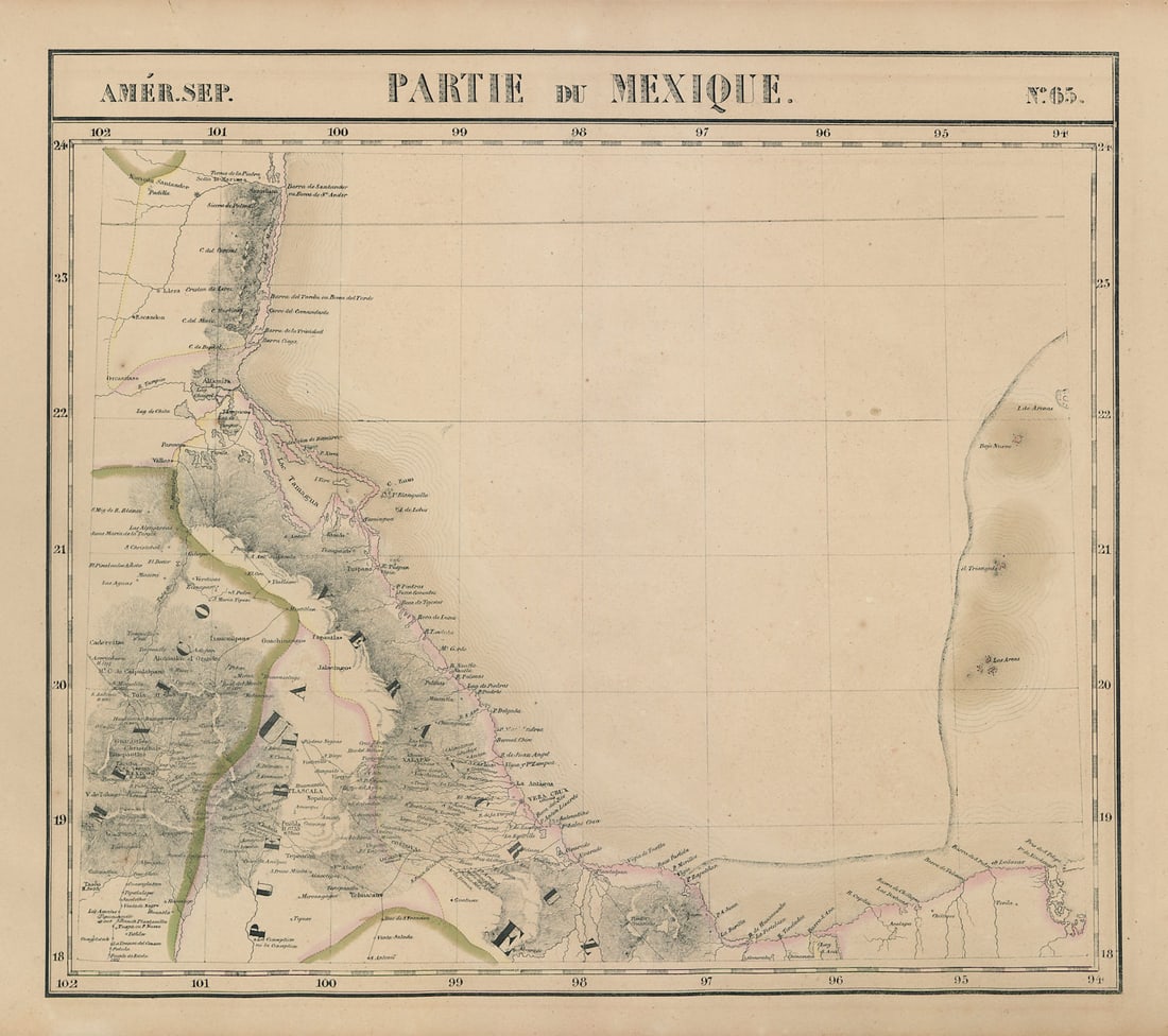 Amér. Sep. Partie du Mexique #65 Veracruz. Bay of Campeche VANDERMAELEN 1827 map (1 of 1)