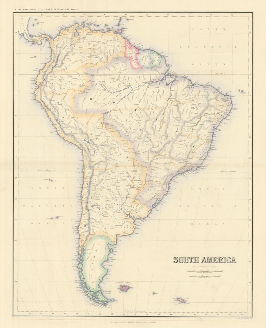 South America by George Heriot SWANSTON 1860 old antique map plan chart (1 of 1)