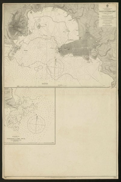 Montevideo Bay & town plan. Cibil dock. Uruguay. Admiralty sea chart 1902 map (1 of 1)