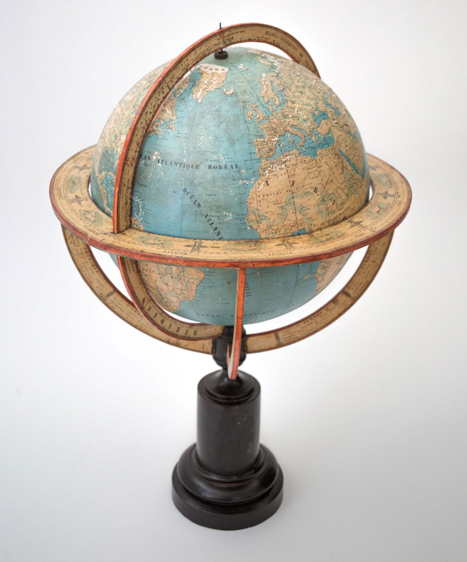 1850 LARGE 14" THURY & BELNET FRENCH ANTIQUE TERRESTRIAL GLOBE MAPPEMONDE: Title: 1850 LARGE 14" THURY & BELNET FRENCH ANTIQUE TERRESTRIAL GLOBE MAPPEMONDE Description: This 14 inches French globe was published by Thury & Belnet/ Geographers/ Dijon and distributed by Guillem