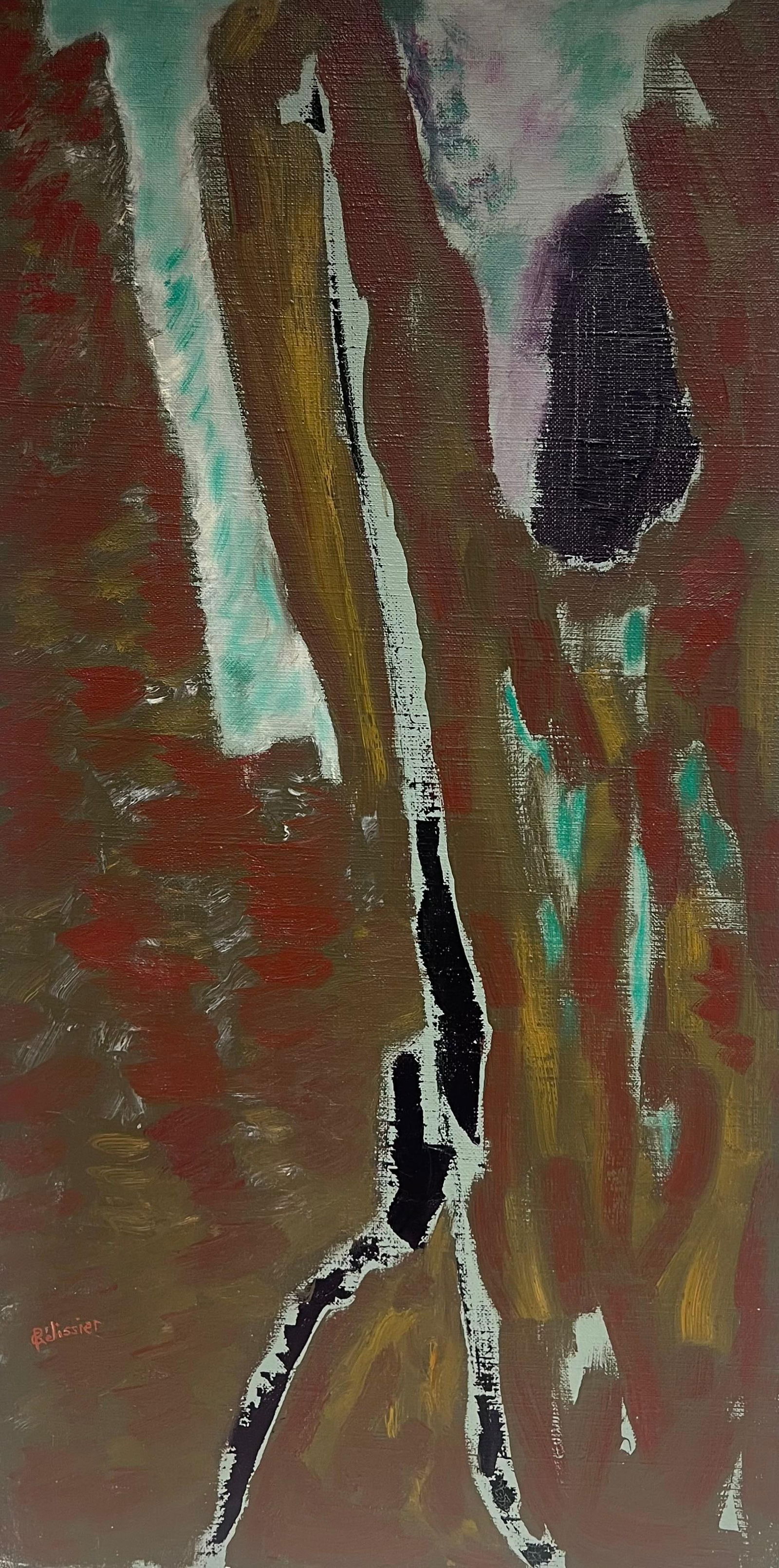 Gilbert Pelissier; Earthy Brown and Dark Tone Abstract French 20th Century Painting, 1986: Title: Gilbert Pelissier; Earthy Brown and Dark Tone Abstract French 20th Century Painting, 1986 Description: Abstract Expressionist Composition by Gilbert Pelissier (French born 1924) signed and insc