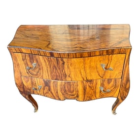 Early 20th Century Vintage Olive Wood Bombe Chest of Drawers