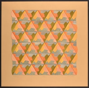 Original Anne Youkeles "Arabesque" Folded Serigraph Collage, Signed Edition