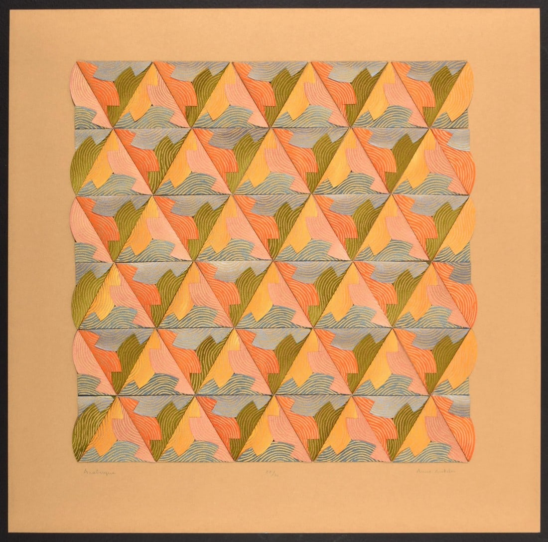 Original Anne Youkeles "Arabesque" Folded Serigraph Collage, Signed Edition (1 of 6)