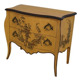 Baker Chinoiserie Paint Decorated 2 Drawer Commode Chest