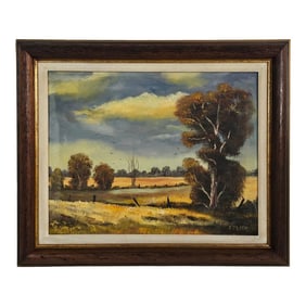 Plains Landscape Oil Painting Framed Signed "Jim Plato"