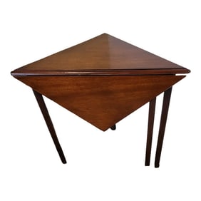 Vintage Chippendale Mahogany Handkerchief Corner Side Table With Drawer