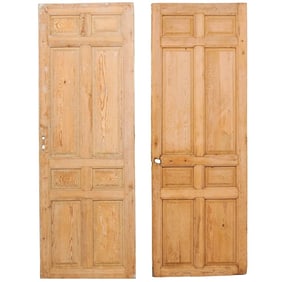 Single French Eight-Panel Wood Door With Natural Wood Finish