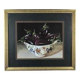 Framed Matted Eggplant Aborigine Artwork Print With Glass