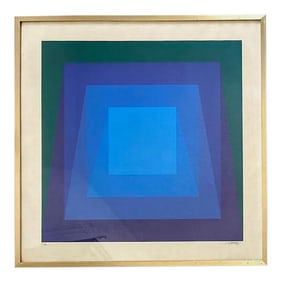 1960s Original Signed Geometric Screen Print by Luitpold Domberger, Framed
