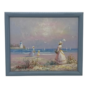 Mid 20th Century Framed French Impressionist Oil Painting on Canvas "Le Touquet, France" by Arti