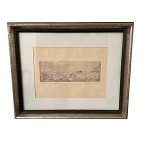 Framed Artist-Signed Abstract Landscape Etching – Artist's Proof