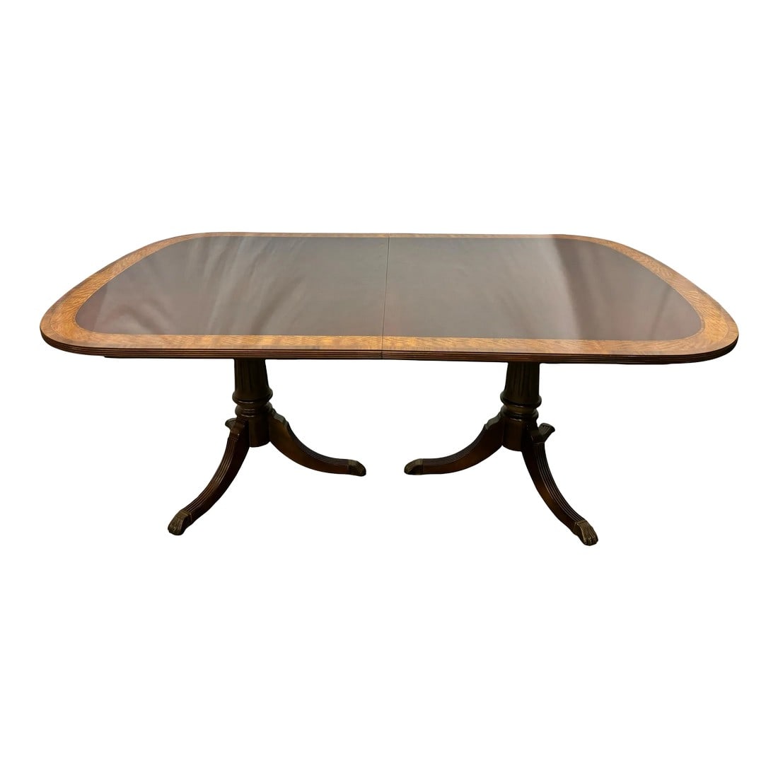 Vintage Federal Style Mahogany & Satinwood Banded Dining Table (1 of 11)
