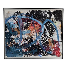 Abstract Mixed Media Painting on Paper Original 26"