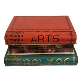 Vintage 1950s Gump Faux Bois Toleware Stack of Classic Books Box