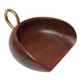 Italian Modernist Crumb Pan / Dust Pan in Teak and Brass