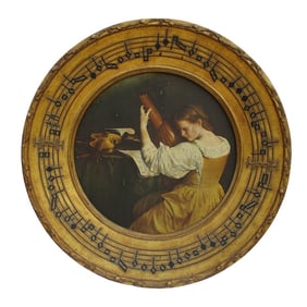 La Barge Gilded 30" Diameter Round Frame -The Lute Player