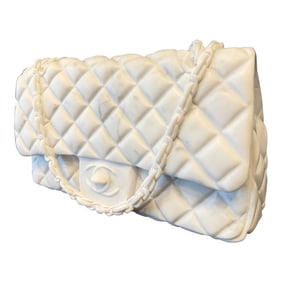 Marble Chanel Clutch Sculpture in Carrara Marble