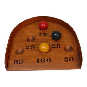 Folk Art Skee Ball Game With Original Three Balls