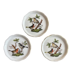 Late 20th Century Herend Rothschild Bird Pattern Coasters - Set of 3