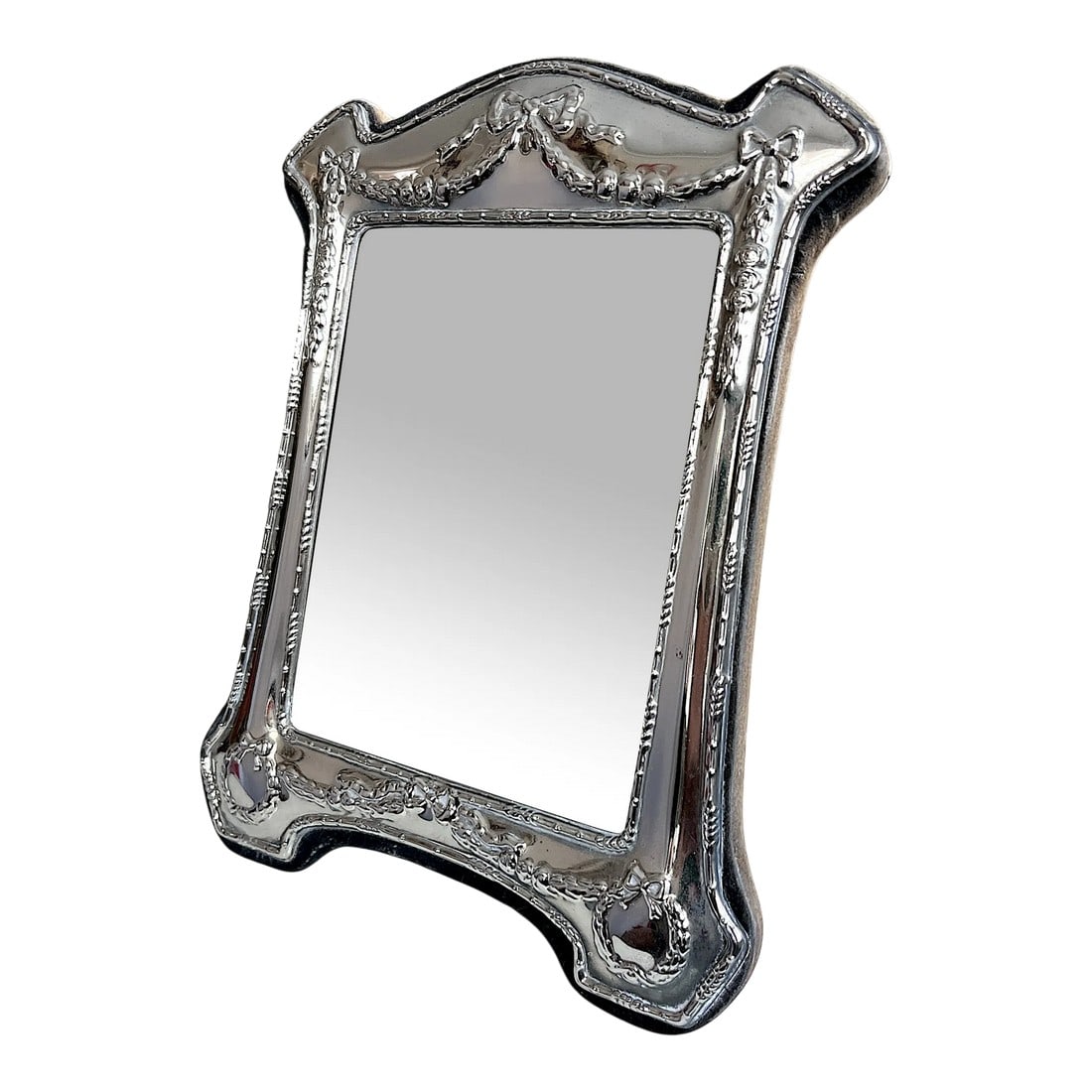 Vintage Silver Picture Frame Delicate Floral Swag & Bow Repousse Rogers and Sons (1 of 7)