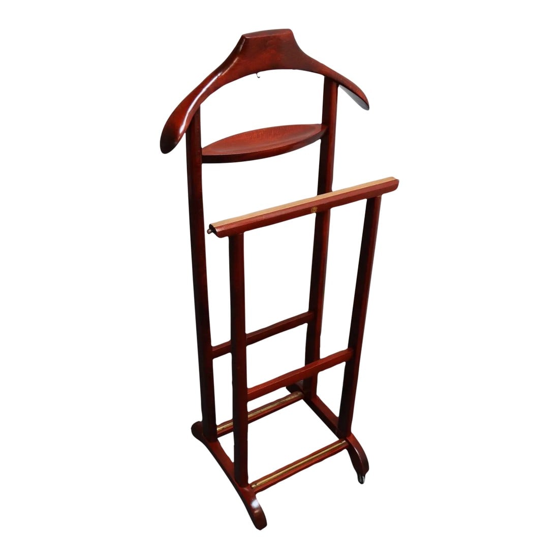 Vintage Brass and Stained Red Mahogany Valet by Fratelli Reguitti (1 of 12)