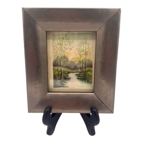 Vintage 1920s Framed Watercolor by w.c. Vincent – Serene River Scene