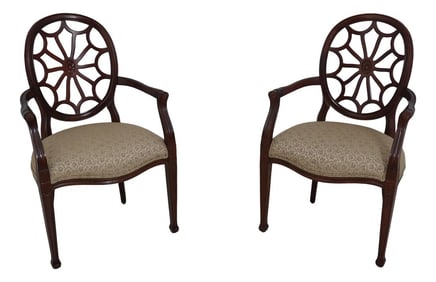 Pair of Ethan Allen Spindled Back Open Armchairs