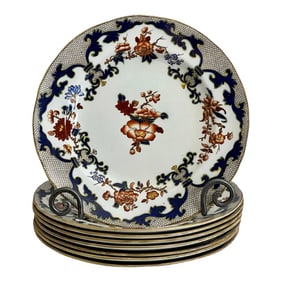 Set of 8 Antique Minton Imari Style Dinner Plates, 1910
