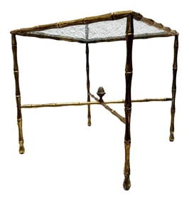 1950s Faux Bamboo Brass Square Side Table Arturo Pani