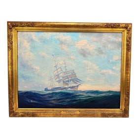 Frederick Leo Hunter "Old New Bedford Whaler Andrew Hicks" C. 1929 Painting