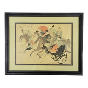 Japanese Takeuchi Keishū Woodblock Print With European, Framed