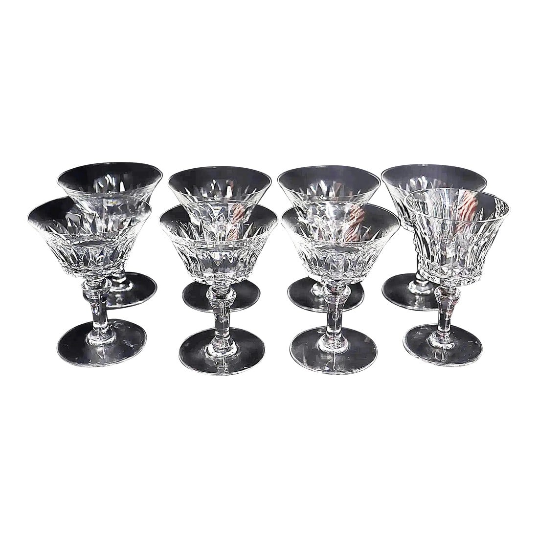 1960s Baccarat Champagne Coupe, Flute Stem Glasses- Set of 7 (1 of 8)
