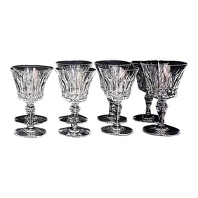 1970s Baccarat Wine Stems Claret Glasses - 7 Pieces