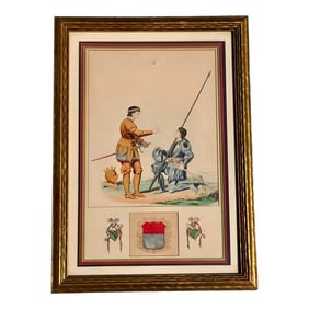Late 18th Century Framed Illuminated Hand Coloured Aquatint Engraving by Samuel Meyrick