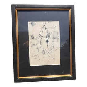 Framed William Oberman Abstract Pen and Ink