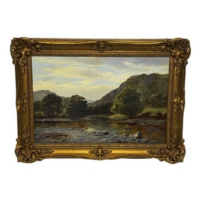 Late 19th Century Oil Painting Nr Capel Curig North Wales Landscape by John Cuthbert Salmon C1870, F