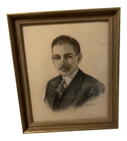 Vintage Pastel Portrait of a Gentleman, Framed