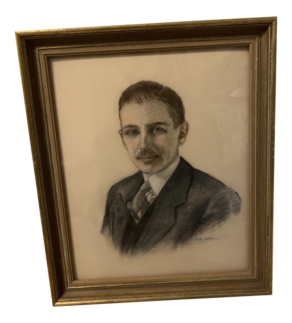 Vintage Pastel Portrait of a Gentleman, Framed (1 of 4)