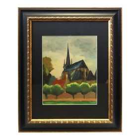 Small French Rural Church Painting