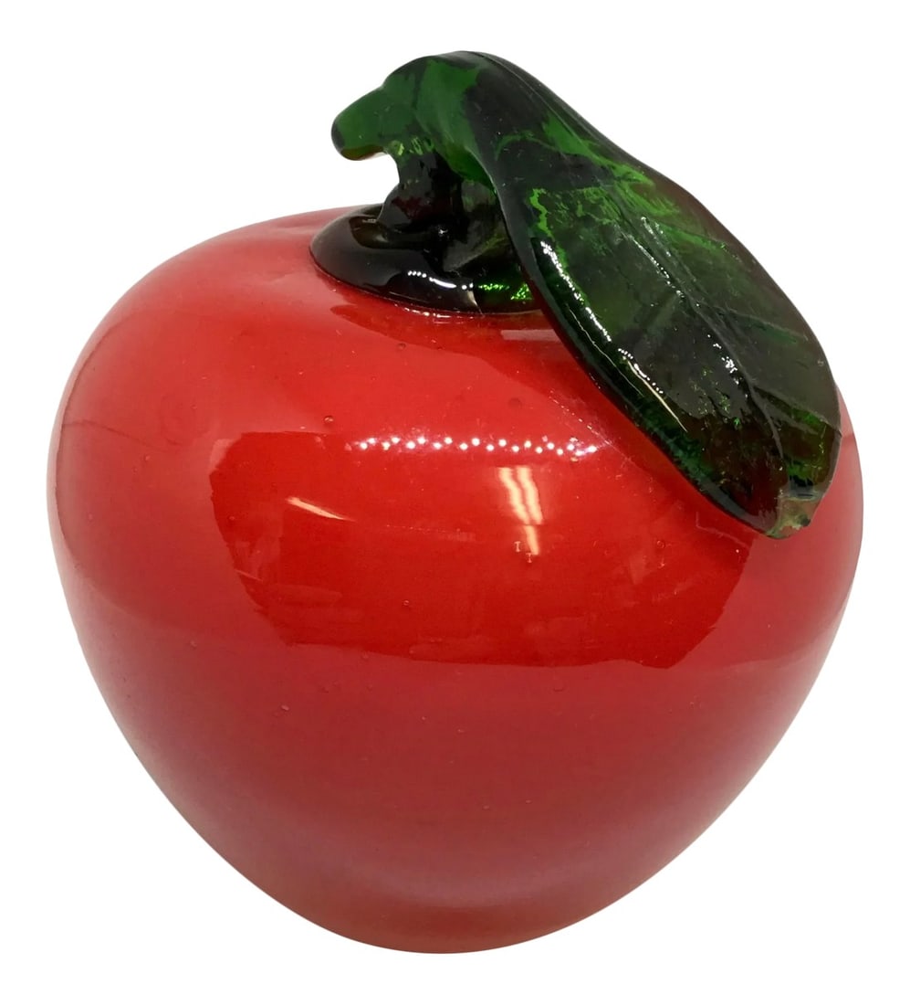 Vintage Murano Glass Apple Paperweight: Murano work of art! This bright red apple will bring a smile to any collector of glass art or someone who loves Murano. Hand blown and in perfect condition. Condition: Alterations: Original Condition
